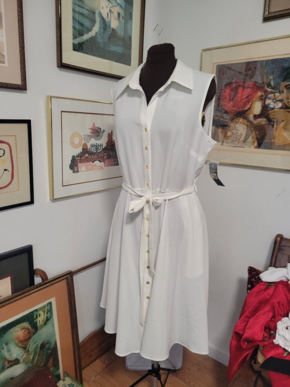 NWT Sharagano White Aline Dress Size